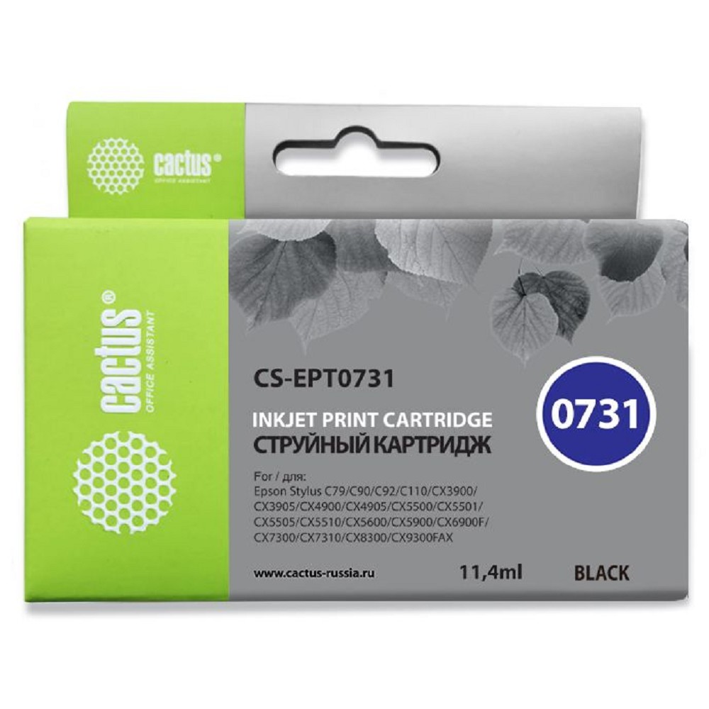 Cactus C13T10514A10/C13T07314A10/CS-EPT0731 Картридж  для Epson Stylus С79/ C110/ СХ3900/ CX4900/ CX5900/ CX7300/ CX8300/ CX9300, черный, 11.0 мл