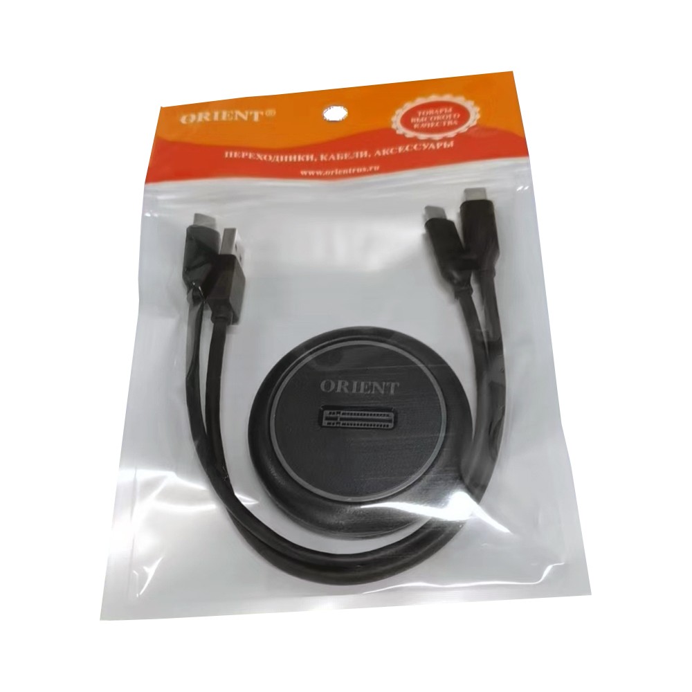 ORIENT UHD-524LED, USB 3.2 Gen2 (USB 3.1) док-станция для SSD M.2 M-key NVMe (JMS581DL, поддержка UASP,TRIM), скорость до 10 GB/s, два кабеля подключения USB Type-A + Type-C, подсветка корпуса (33405)