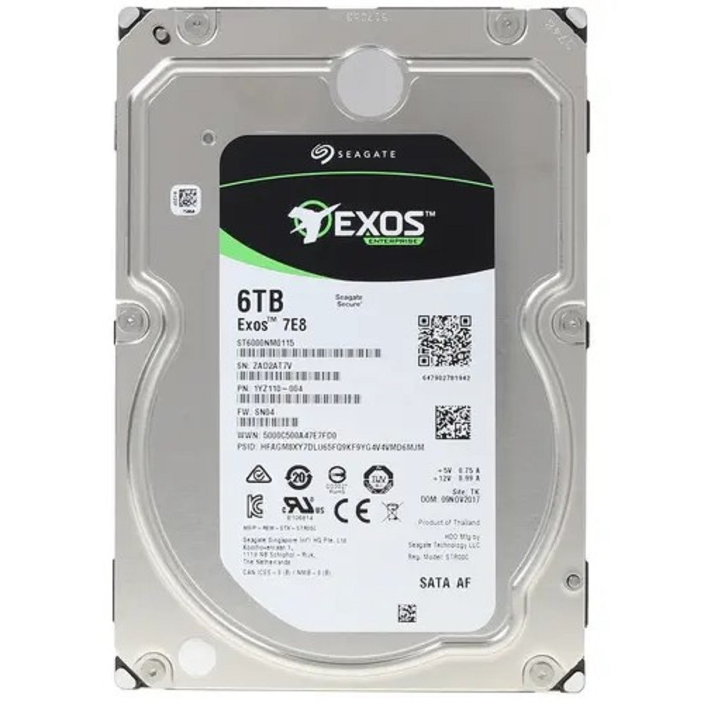 6TB Seagate Seagate 7200 Exos 7E8 (ST6000NM0115) {SATA 6Gb/s, 7200 rpm, 256mb buffer, 3.5"} RECERTIFIED HDD