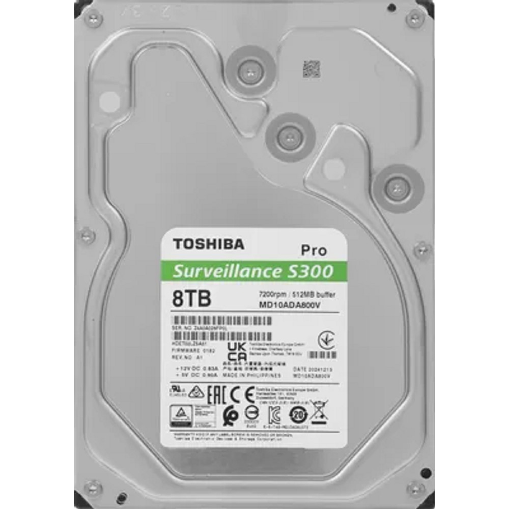 8TB Toshiba Surveillance S300 Pro (MD10ADA800V )  3.5" 7200RPM 512MB SATA 