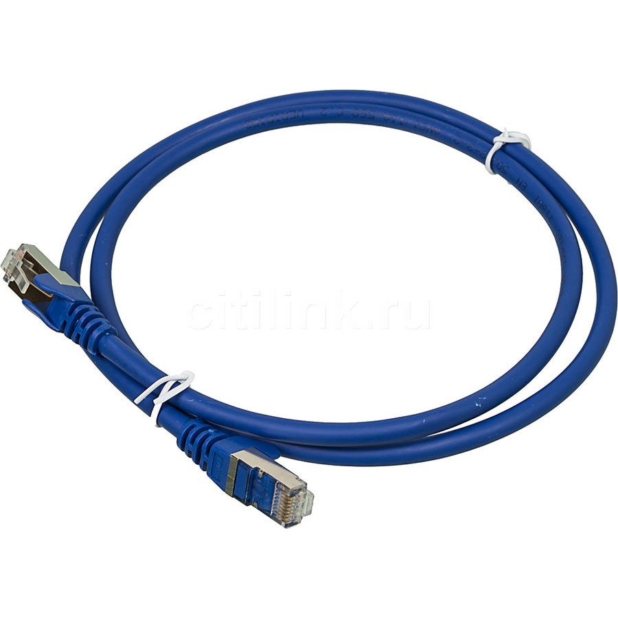 Патч-корд RJ45 - RJ45, 4 пары, FTP, категория 6A, 1 м, синий, LSZH, LANMASTER LAN-PC45/S6A-1.0-BL