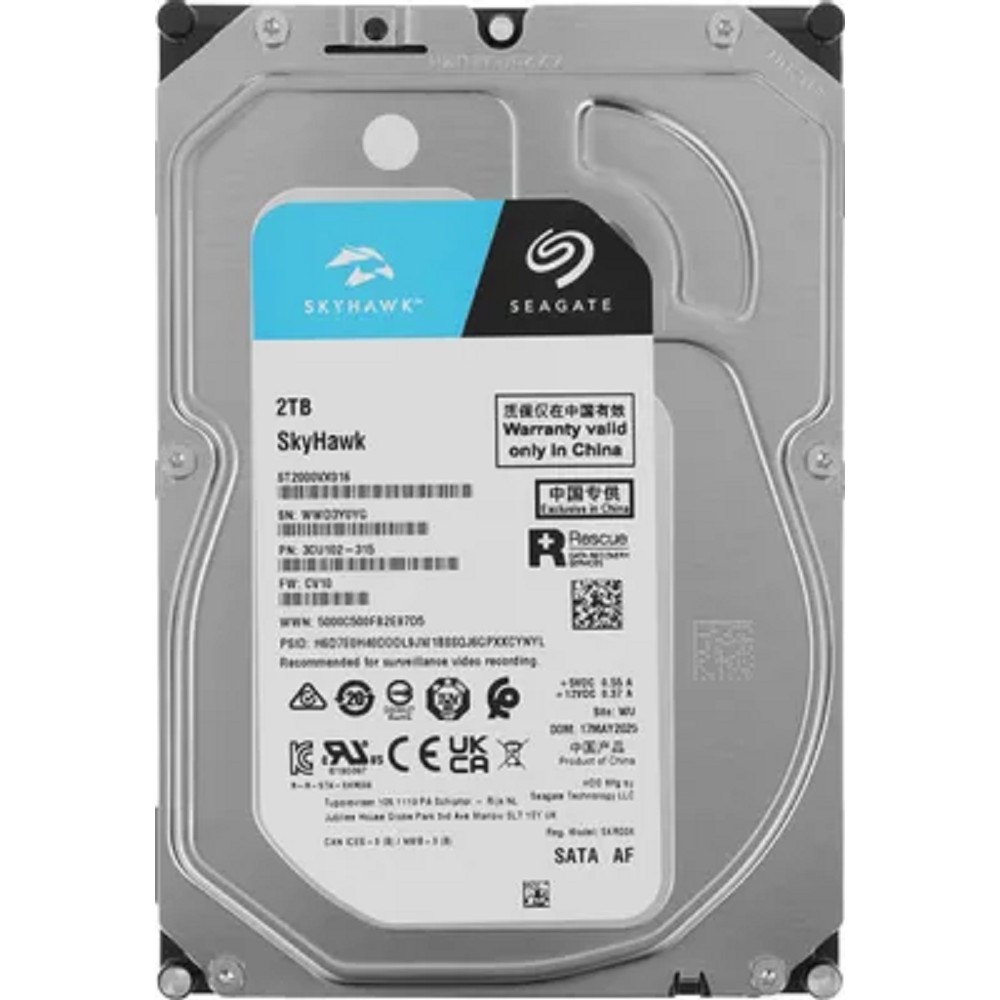 2TB Seagate Skyhawk (ST2000VX016) {Serial ATA III, 5400 rpm, 256mb, для видеонаблюдения}