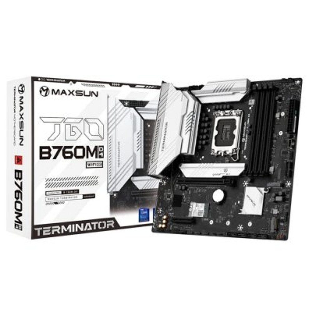 Повреждение упаковки MAXSUN MS-Terminator B760M D4 WIFI6E V2 (Socket 1700, mATX, 4*DDR4(128b), DP/HDMI, 4*SATA3, 3*M.2, 1xPCI-E x16 /1xPCI-E x4, 6*USB 2.0, 2*USB 3.2 GEN2, LAN 1*2.5G,  Bluetooth,  Wi-