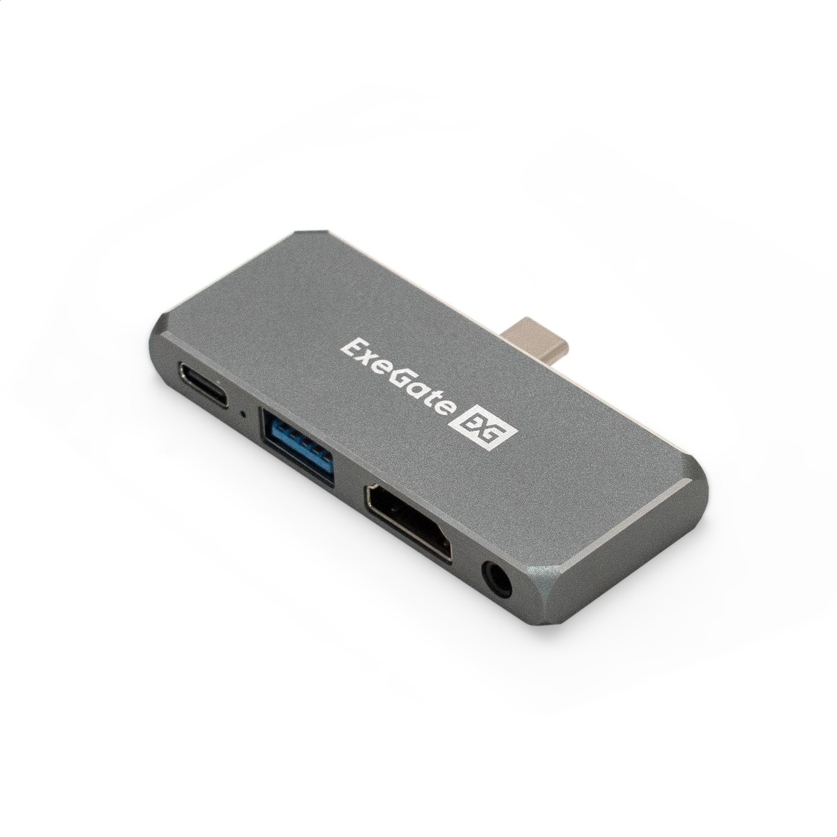 Exegate EX297633RUS Док-станция 5-в-1 ExeGate DUB-31C/PD/HA (кабель-адаптер USB Type-C --> 1xUSB3.0 + Type-C DATA (480MB/s) + PD 100W + HDMI 4K@30Hz + Audio, Plug&amp;Play, подходит для iPad Pro и мобильн