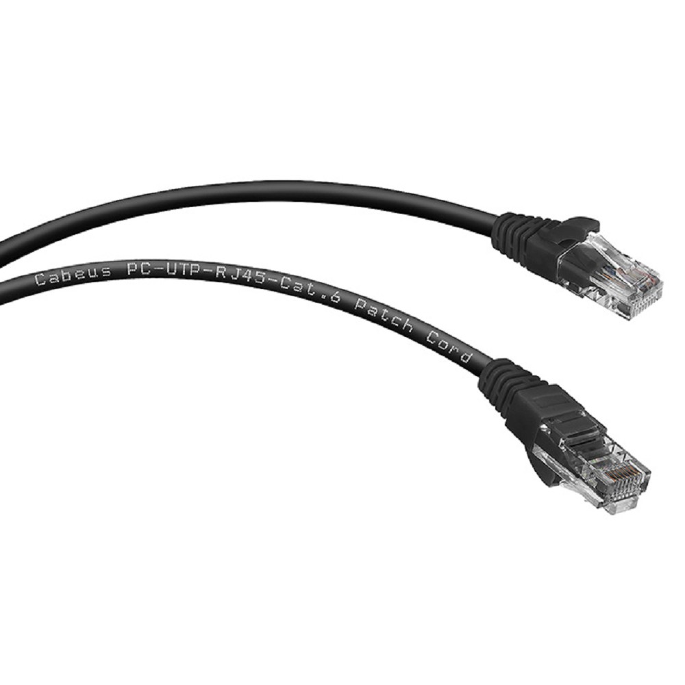 Cabeus PC-UTP-RJ45-Cat.6-1.5m-BK Патч-корд U/UTP, категория 6, 2xRJ45/8p8c, неэкранированный, черный, PVC, 1.5м