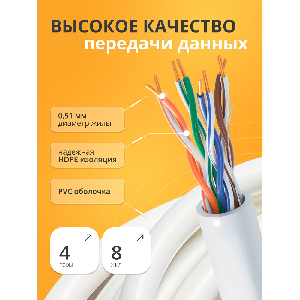 Повреждение упаковки Кабель витая пара Bion BCL-U5451-101 U/UTP, кат.5e, 4x2x0,51мм AWG 24, CCA, одножильный, PVC, для внутренней прокладки, 305м, серый