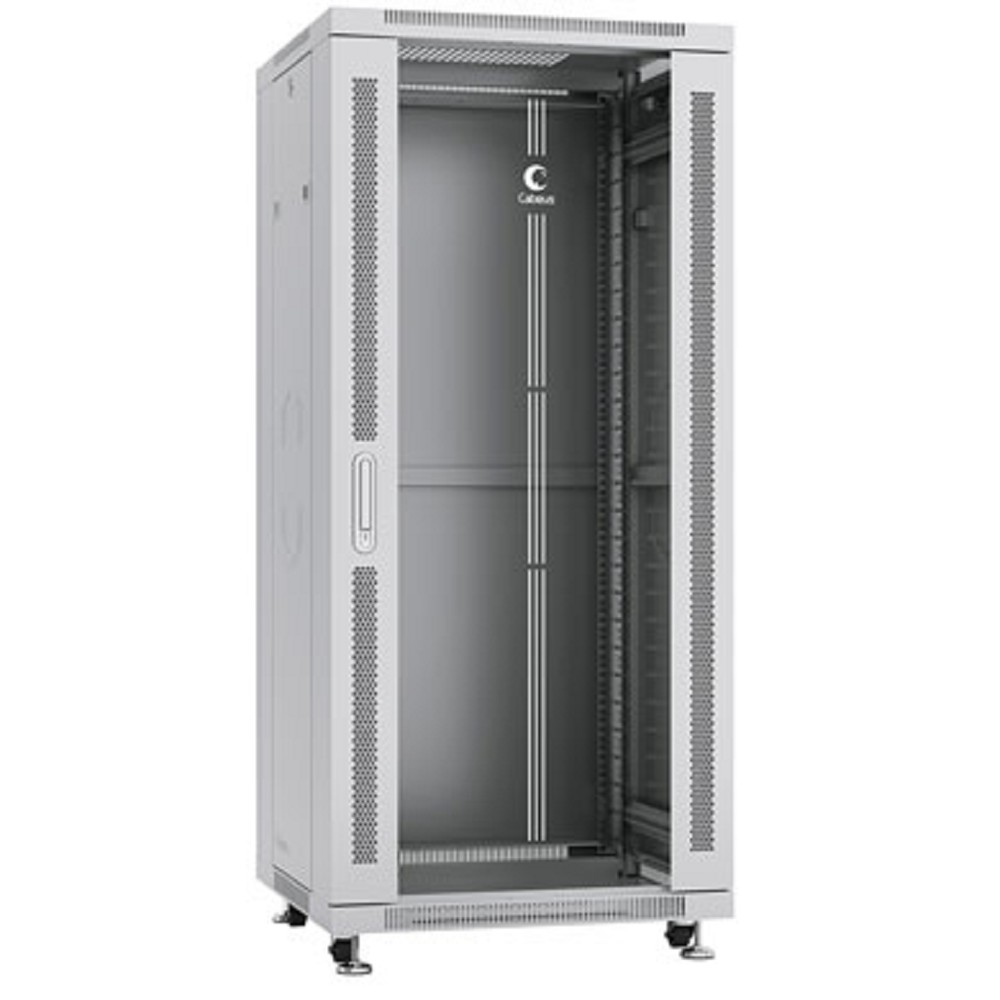 Cabeus SH-05C-27U60/80 Шкаф монтажный телекоммуникационный 19" напольный для распределительного и серверного оборудования 27U 600x800x1388mm (ШхГхВ) передняя стеклянная и задняя сплошная металлическая