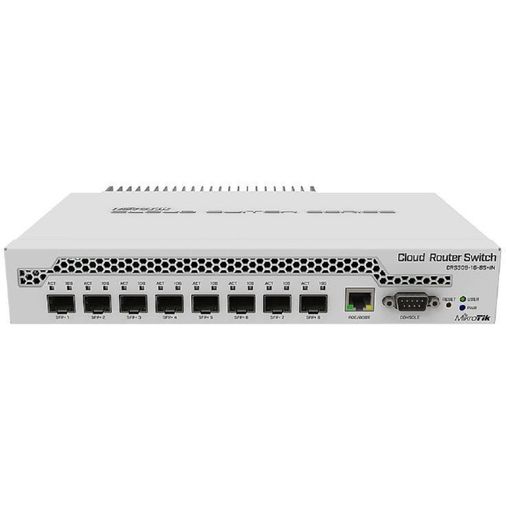 MikroTik CRS309-1G-8S+IN Коммутатор управляемый, 8 SFP+, dual-core 800MHz CPU, 512MB RAM, POE, RS232 serial port
