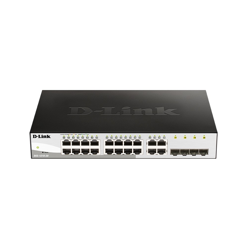 D-Link DGS-1210-20/F2A Управляемый L2 коммутатор с 16 портами 10/100/1000Base-T и 4 комбо-портами 100/1000Base-T/SFP