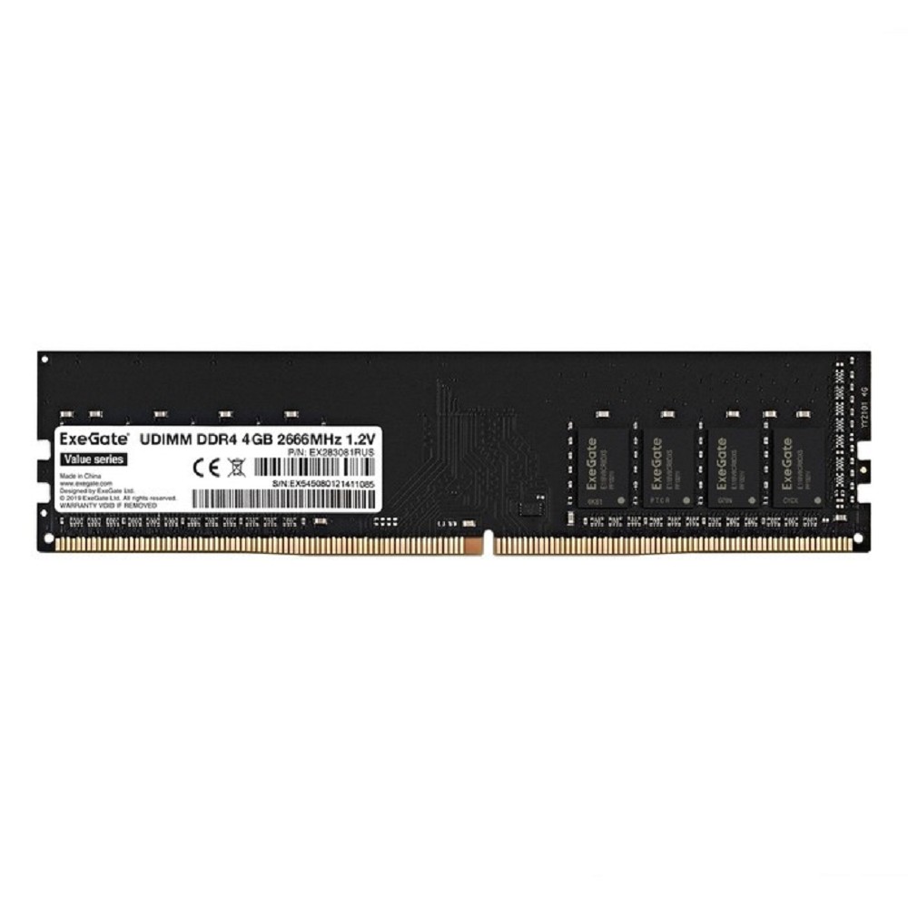Exegate EX283081RUS Модуль памяти ExeGate Value DIMM DDR4 4GB <PC4-21300> 2666MHz