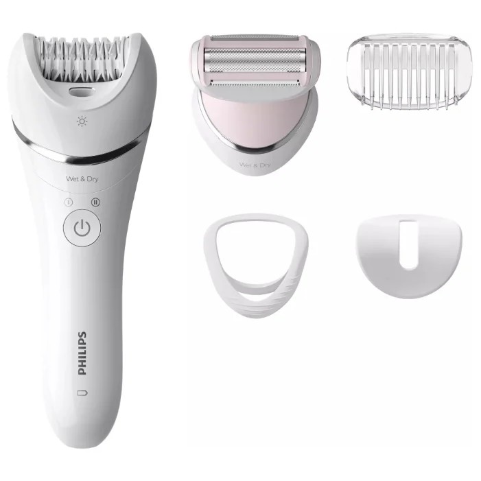 PHILIPS BRE710/00 Эпилятор,2 скорости, широкая головка, Wet&amp;Dry, беспроводной, opti light, 4 аксессуара