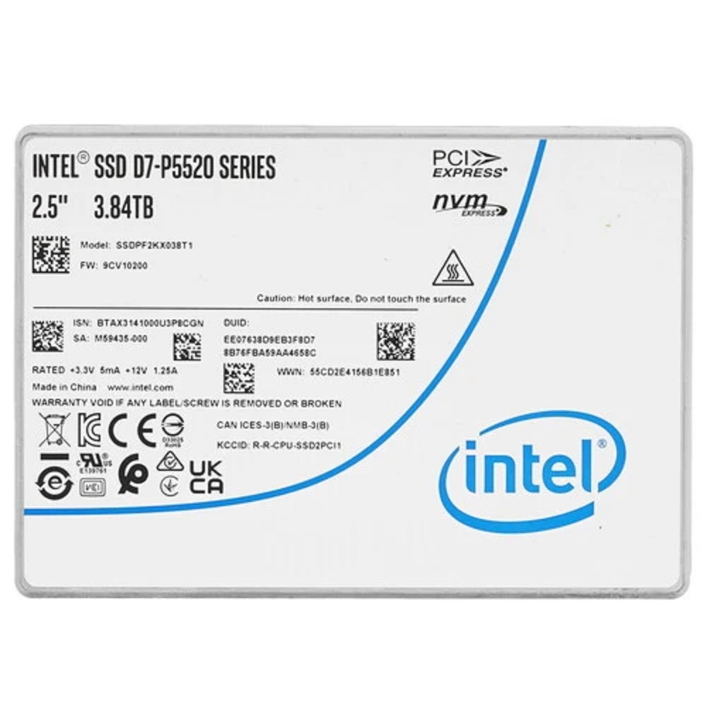 SSD жесткий диск PCIE 3.84TB TLC D7-P5520 SSDPF2KX038T1N1 INTEL