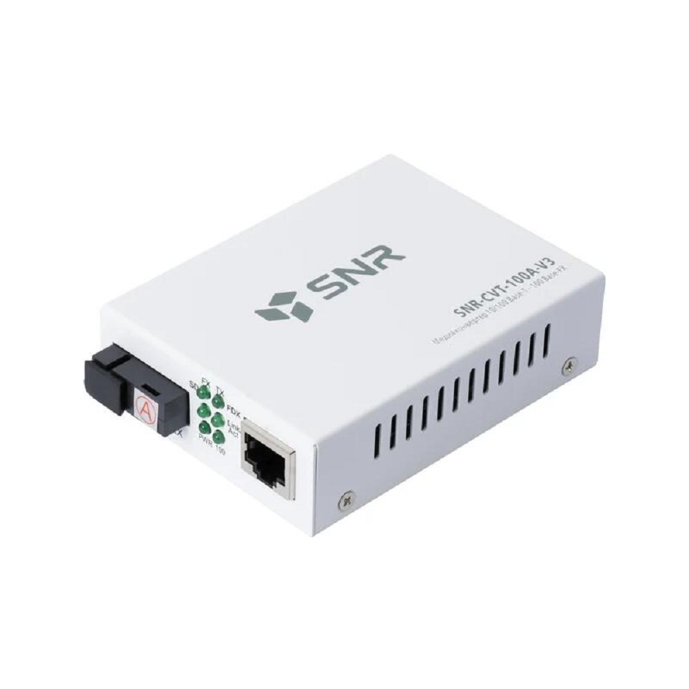SNR SNR-CVT-100A-V3 Медиаконвертер для преобразования 10/100Base-T в 100Base-FX, Tx/Rx: 1310/1550, расстояние до 20 км.