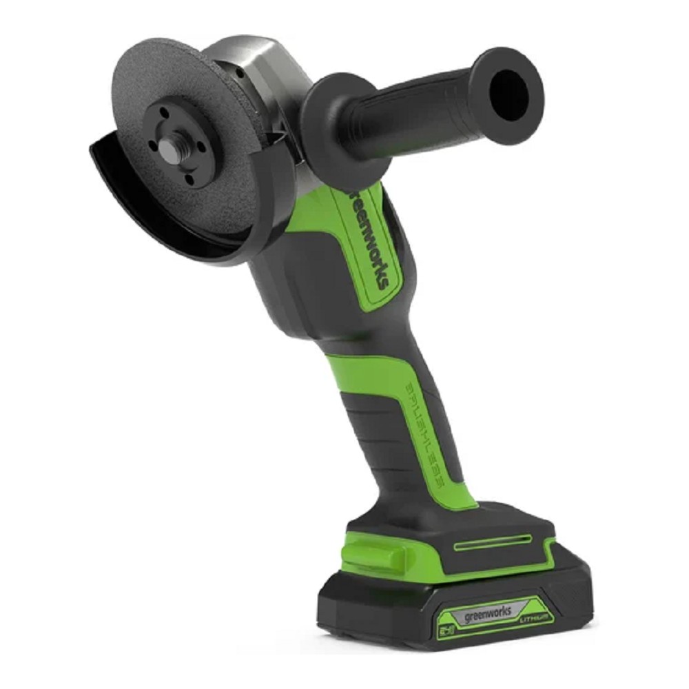 Greenworks GD24AGK2 Угловая шлифовальная машина, аккумуляторная, 24V,  бесщеточная, c 1хАКБ 2 Ач и ЗУ в сумке [3200207UA]