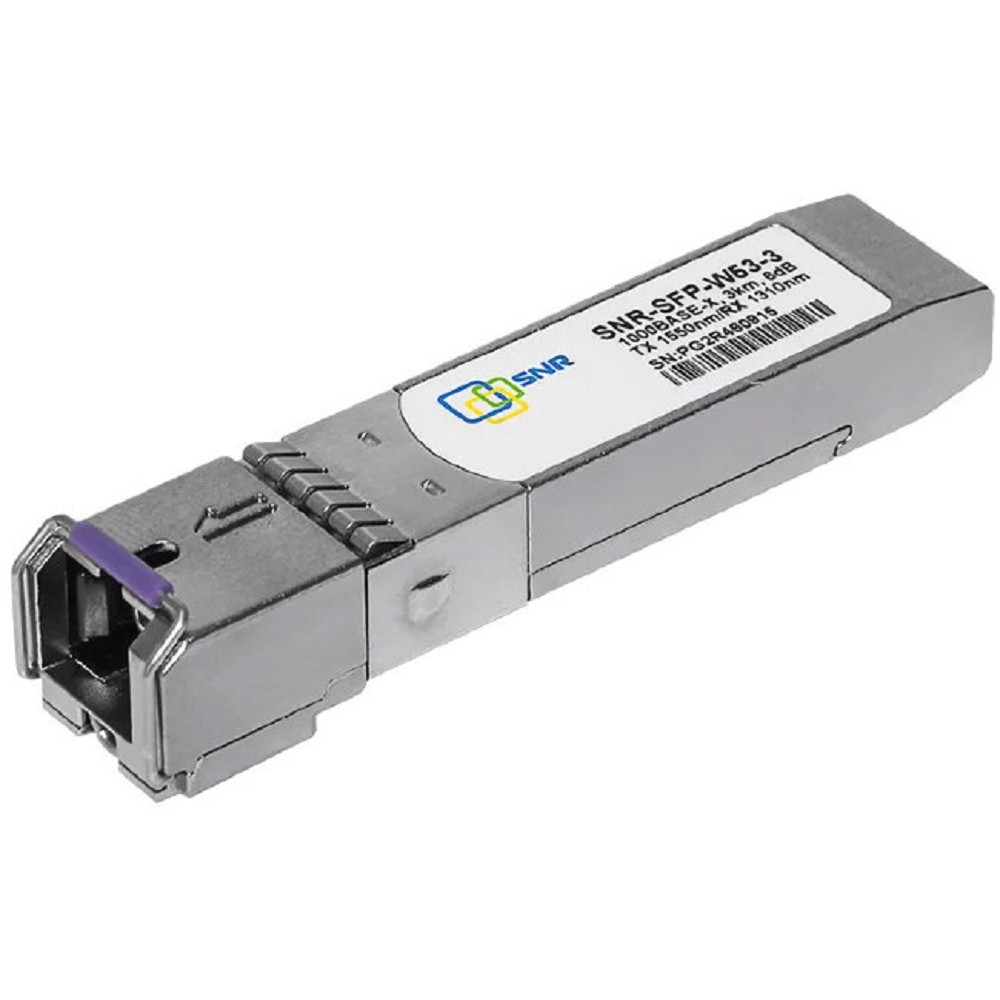 SNR SNR-SFP-W53-3 Одноволоконный модуль, SFP WDM 1000Base-BX, разъем SC, рабочая длина волны Tx/Rx: 1550/1310нм, дальность до 3км (6dB), с поддержкой функции DDM