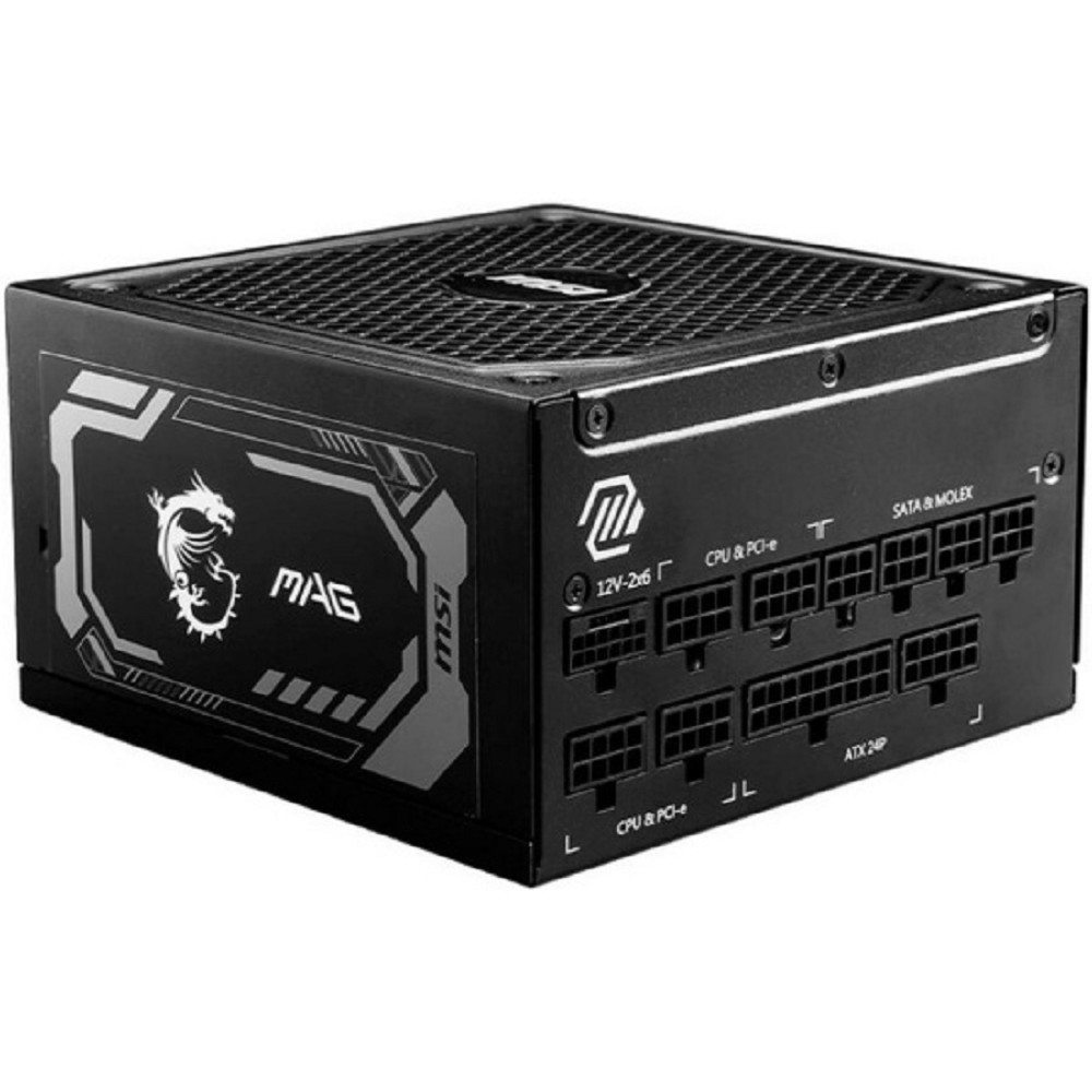 Блок питания ПК/ Power Supply MSI MAG A1000GL PCIE5, 1000W 80+ Gold (ATX, 3.1, PCIe 5.1, Full modular, 1x24(20+4)pin, 2xCPU 8(4+4)pin, 4xPCIe*2 8(6+2)pin, 1x12V-2x6, 12xSATA3, 4xMOLEX4pin, Active, 135