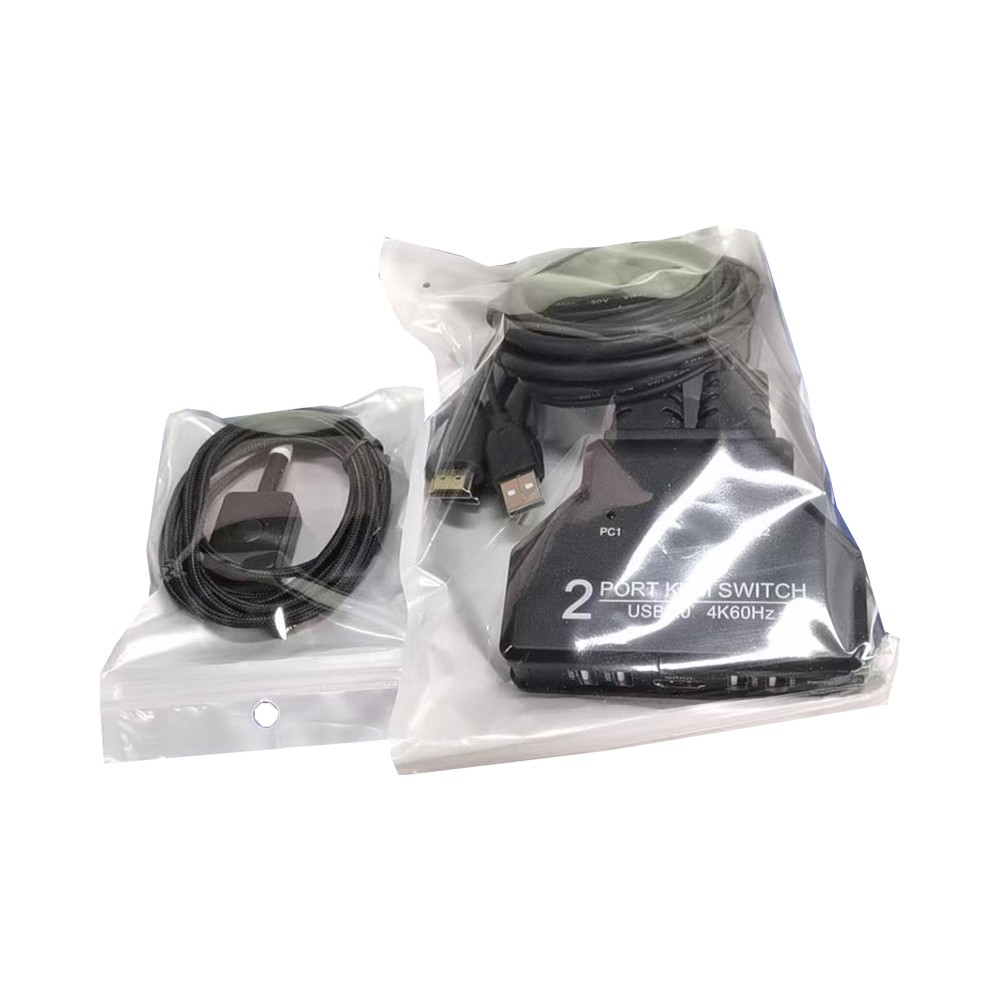 ORIENT HS21HC, HDMI KVM переключатель на 2 устройства, порты HDMI + 2xUSB (клавиатура+мышь) + 2xUSB 2.0, поддержка 4K@60Hz, встроенные кабели 2xHDMI+2xUSB2.0 1.2 метра, (33330)