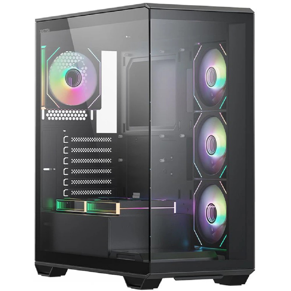 Корпус XASTRA Q600 6ARGB-C10-UC Black ATX/Aquarium/Screewless/6x120mm ARGB PWM FM fans/Argb+PWM HUB 10port/ Type-C / Q600-6FM12A-C10-UC