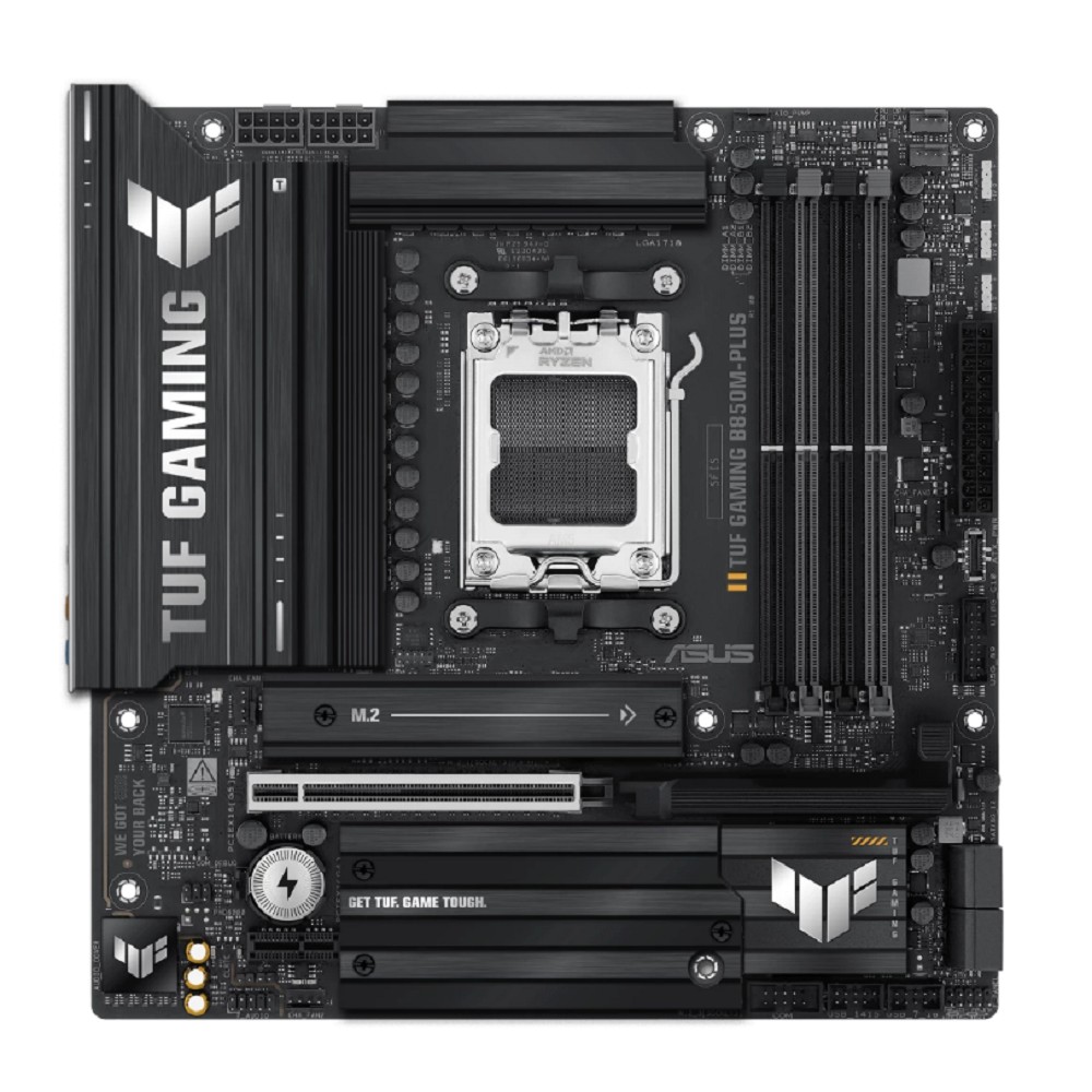 ASUS TUF GAMING B850M-PLUS (Socket AM5, mATX, 4xDDR5(256GB), DP/HDMI, 1xPCIe 5.0x16/1xPCIe 4.0x1, 1xLAN (2.5GbE), 4xSATA 6Gb/s, 3xM.2, 1xType-C, 7xUSB 3.2, 4xUSB 2.0)