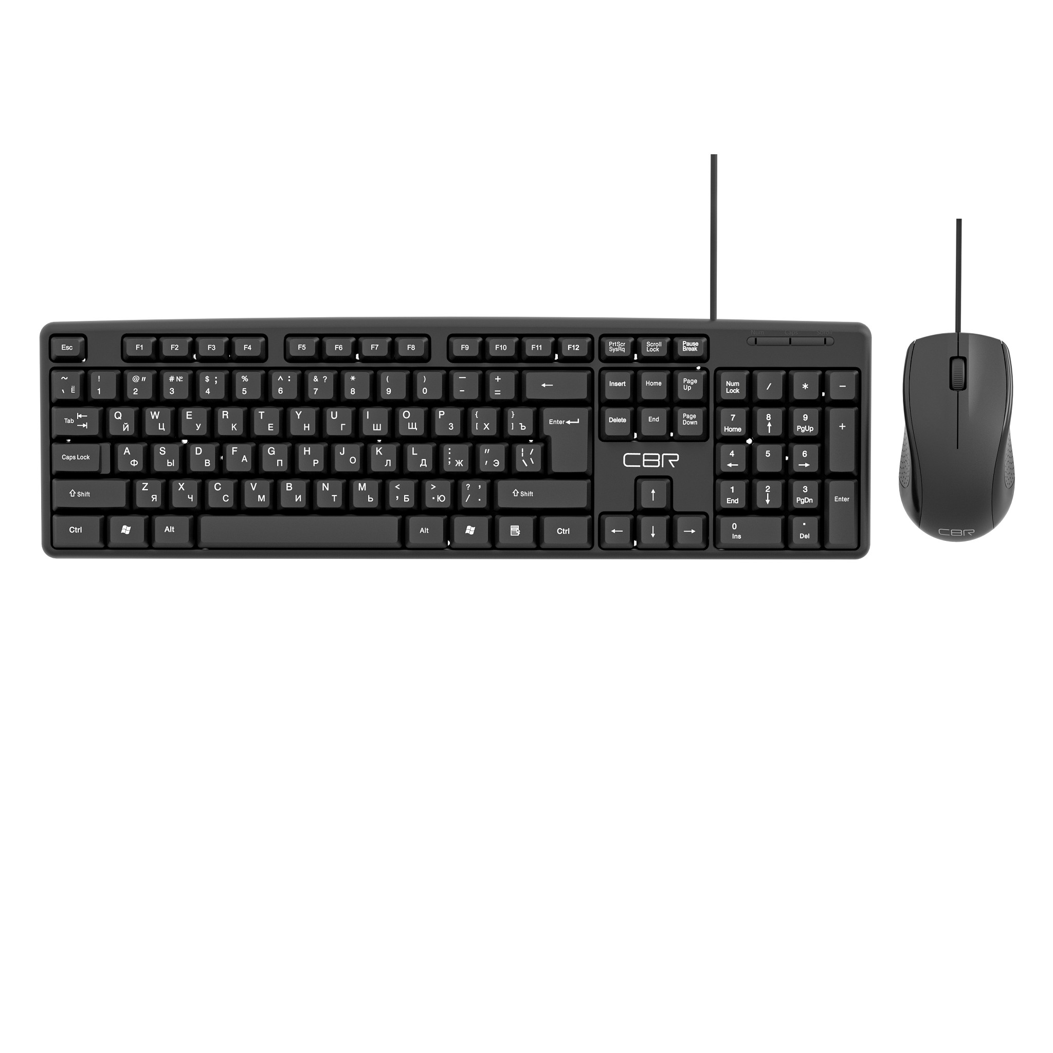 CBR KB SET 709, Комплект (клавиатура + мышь), USB. Клавиатура: 104 кл., офисн., 1,5 м. Мышь: 1000 dpi, 3 кн., 1,5 м