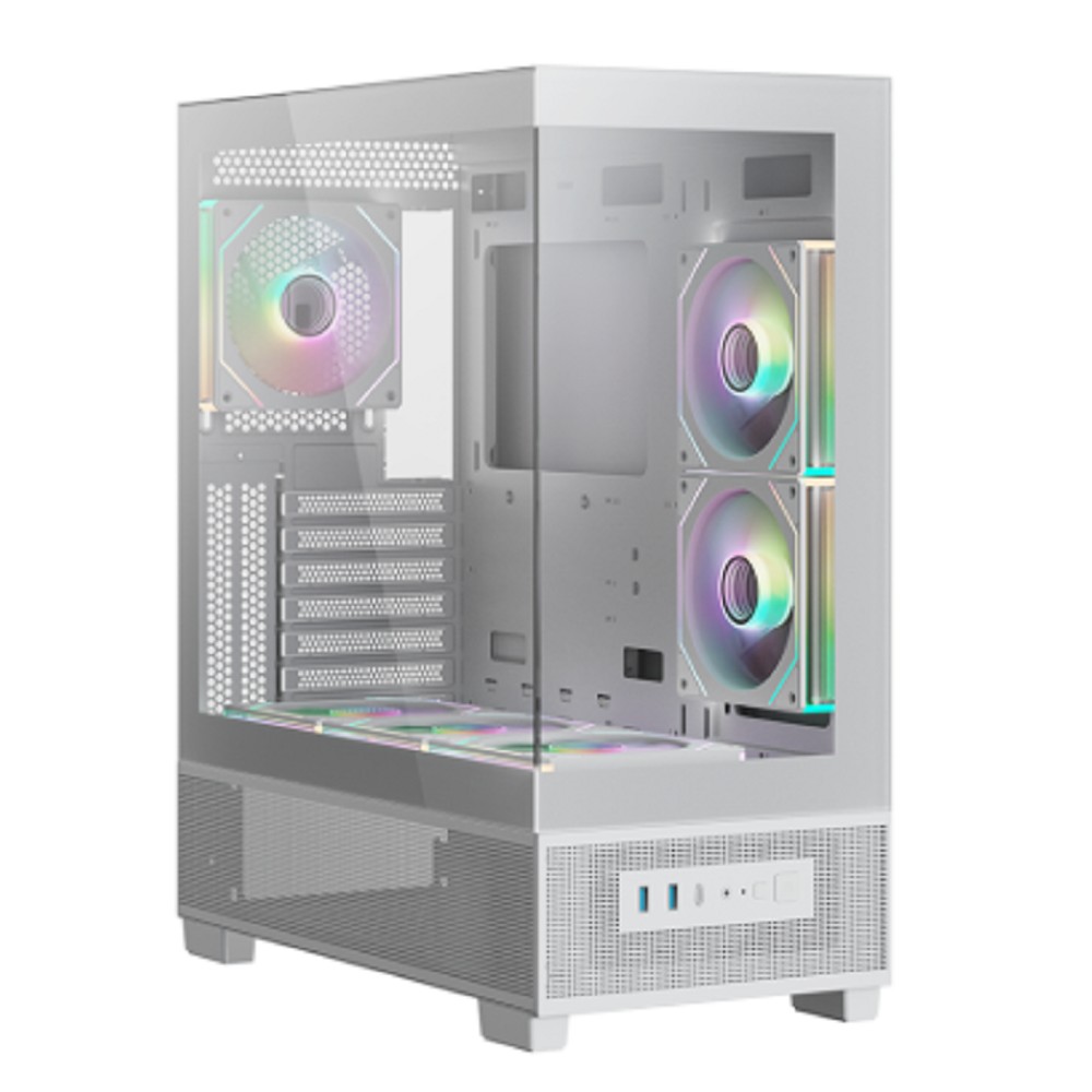 XASTRA Корпус Q500 6ARGB-C10-UC White ATX/Aquarium/Screewless/ 6x120mm ARGB PWM FM fans/Argb+PWM HUB 10port/ Type-C/ Q500-6FM12A-C10-UC-WH