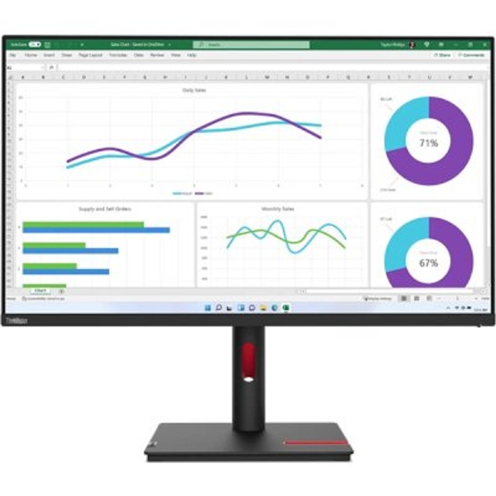 LCD Lenovo 31.5" T32h-30 Black/Red {IPS 2560x1440 60Hz 4ms 350cd HDMI DisplayPort 4xUSB USB-C RJ45 HAS Pivot VESA}