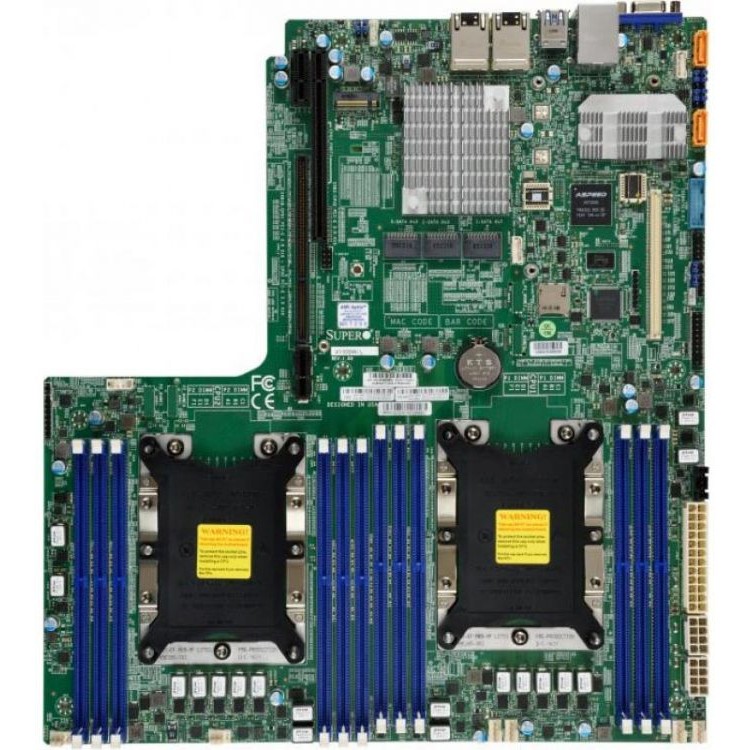 SuperMicro MB Dual Socket P LGA 3647 CPU TDP support 205W/Up to 1.5TB 3DS ECC RDIMM/1 PCI-E 3.0 x32 Left Riser Slot 1 PCI-E 3.0 x16 Right Riser Slot/M.2 Interface/14 SATA3 (6 Gbps)/D