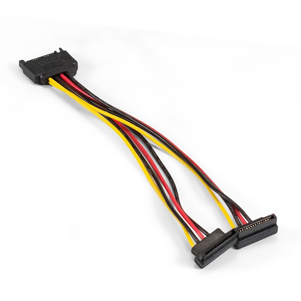 Exegate EX294796RUS Кабель питания SATA ExeGate EX-CC-SATAM2F-0.15A (15pin M/2x15pinF, угловые разъемы, 0,15м)