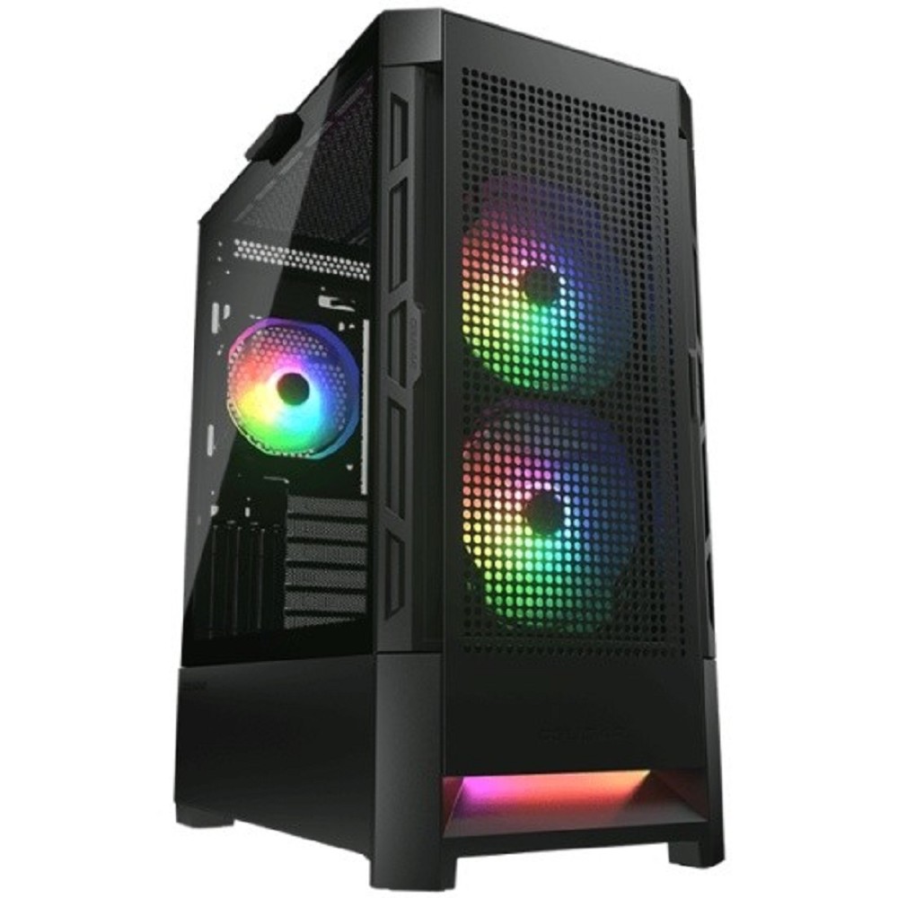 Поврежденная упаковка Cougar Airface RGB Black, 2х140мм + 1x120mm ARGB Fan, ARGB Fan Hub, без БП, черный, ATX