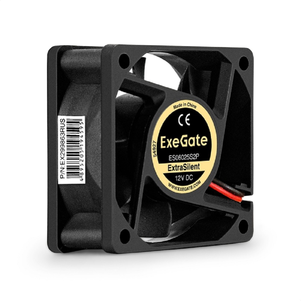 Exegate EX299863RUS Вентилятор 12В DC ExeGate ExtraSilent ES06025S2P (60x60x25 мм, Sleeve bearing (подшипник скольжения), 2pin, 2500RPM, 17dBA)