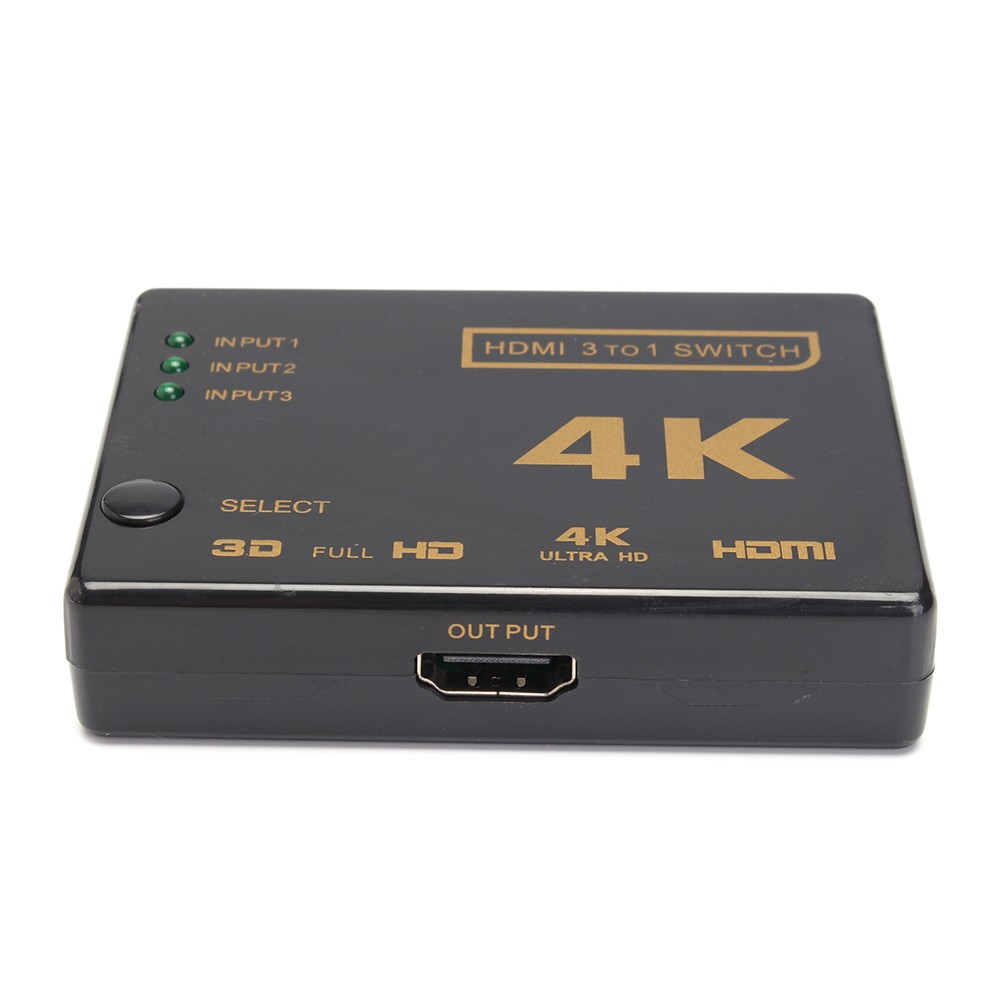 ORIENT HDMI 4K Switch HS0301H-IR 3->1, HDMI 1.4/3D, UHDTV 4K(3840x2160)/HDTV1080p/1080i/720p, HDCP1.2, внешний ИК приемник, пульт ДУ, питание от HDMI, пл.корпус (30675)