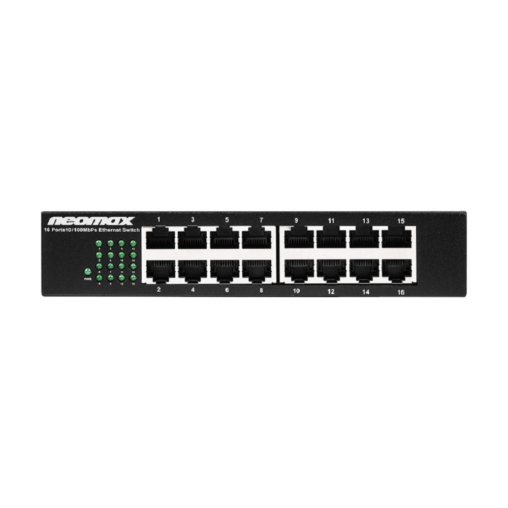 NEOMAX неуправляемый коммутатор NMS-116P-100-S, 16 портов 100 Mbps, металл desktop