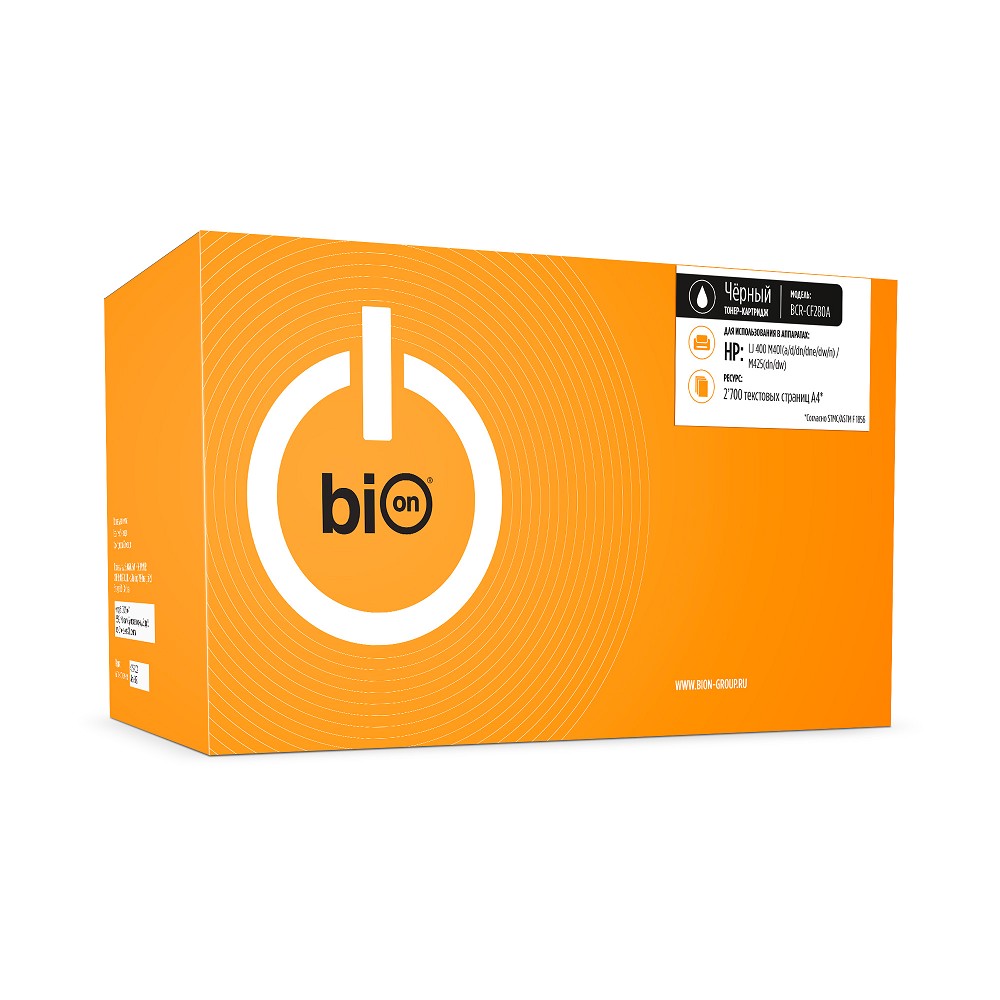 Повреждение упаковки Bion BCR-CF280A Картридж для {HP LaserJet Pro M401/M425} (2700  стр.), Черный, с чипом