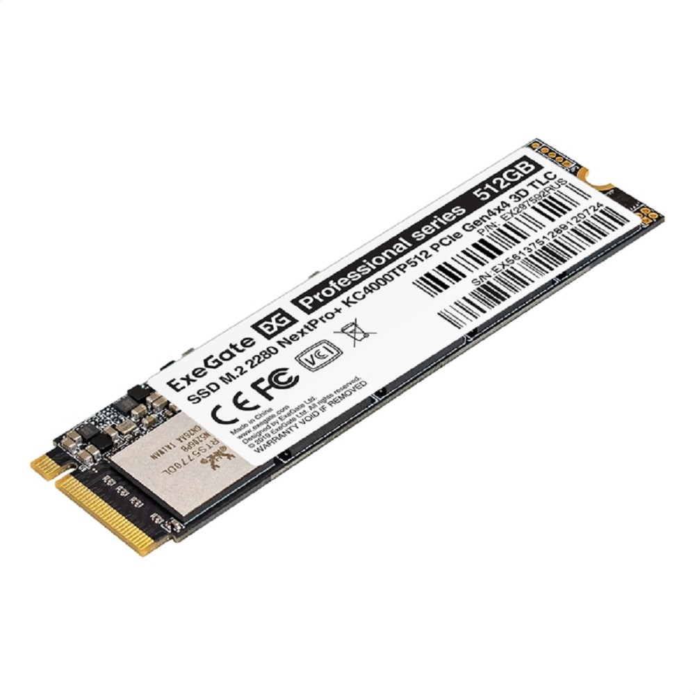 Exegate SSD M.2 2280 512GB ExeGate NextPro+ KC4000TP512 (PCIe Gen4x4, NVMe, 22x80mm, 3D TLC) EX297592RUS