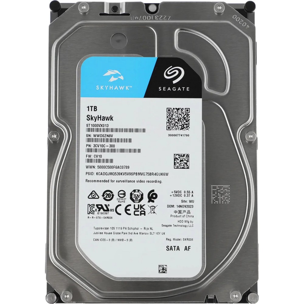 1TB Seagate Skyhawk (ST1000VX013) {Serial ATA III, 5400 rpm, 256mb, для видеонаблюдения}