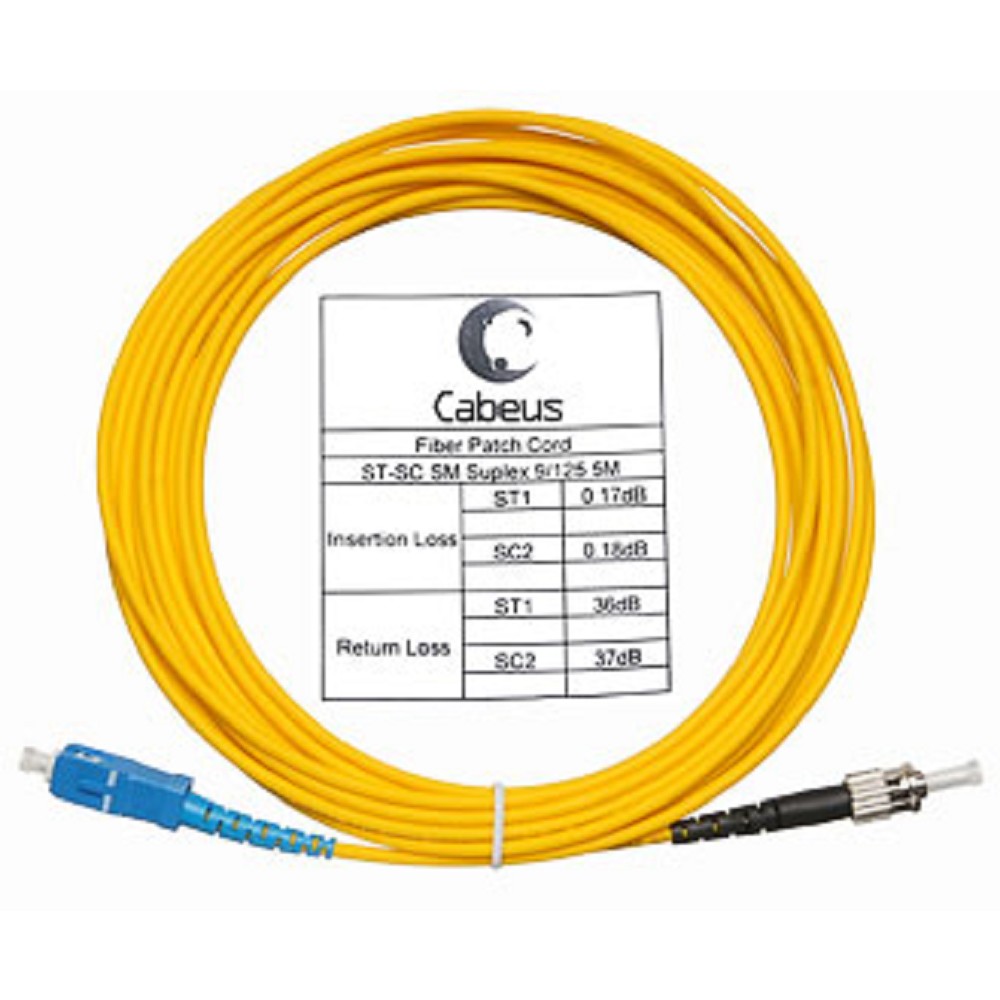 Cabeus FOP(s)-9-SC-ST-5m Шнур оптический simplex SC-ST 9/125 sm 5м LSZH