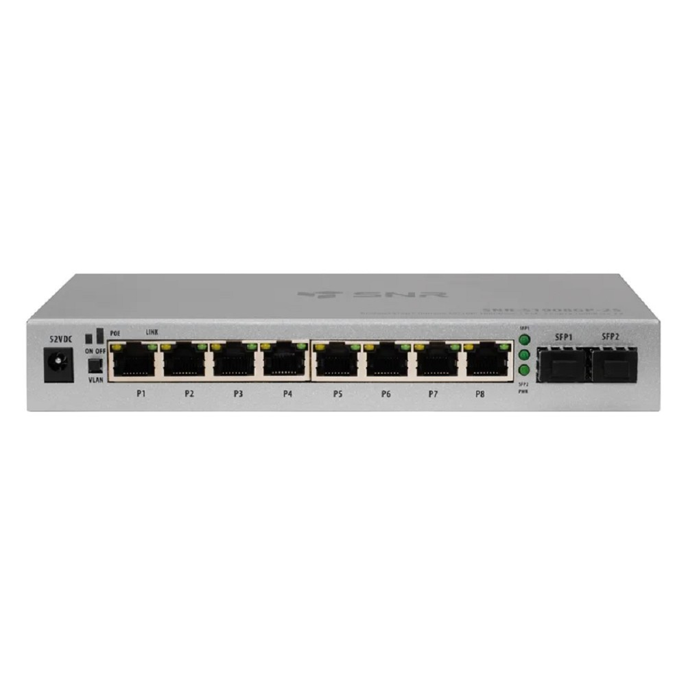 SNR SNR-S1908GP-2S Неуправляемый POE коммутатор уровня 2, 8 порта 10/100/1000Base-T, 2 порта 1000Base-X (SFP)