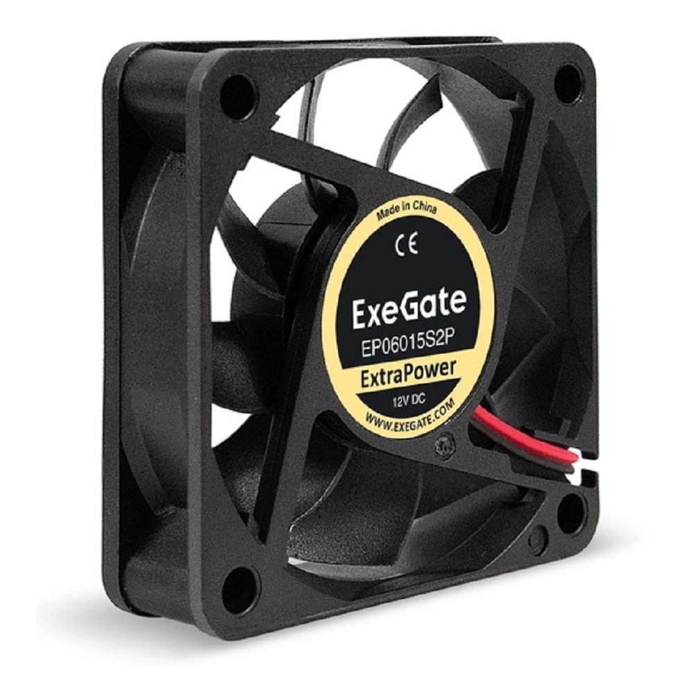 Exegate EX295225RUS Вентилятор 12В DC ExeGate ExtraPower EP06015S2P (60x60x15 мм, Sleeve bearing (подшипник скольжения), 2pin, 4800RPM, 32dBA) ОЕМ