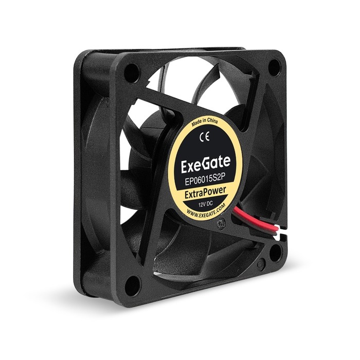 Exegate EX295225RUS Вентилятор 12В DC ExeGate ExtraPower EP06015S2P (60x60x15 мм, Sleeve bearing (подшипник скольжения), 2pin, 4800RPM, 32dBA) ОЕМ