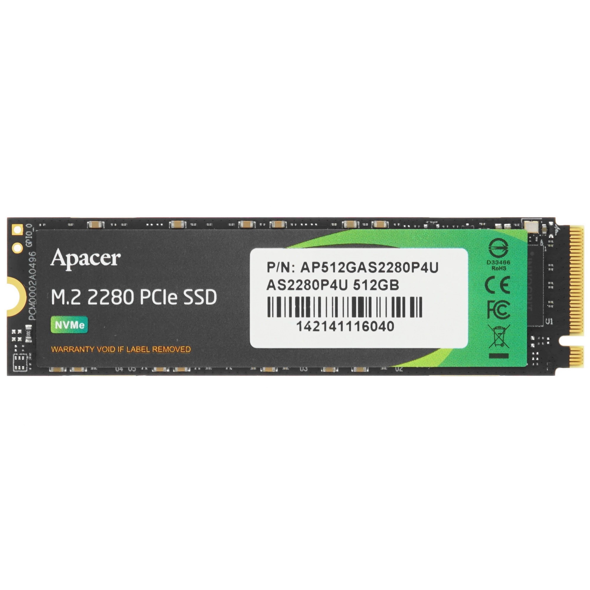 M.2 2280 512GB Apacer AS2280P4U Client SSD AP512GAS2280P4U-1 PCIe Gen3x4 with NVMe
