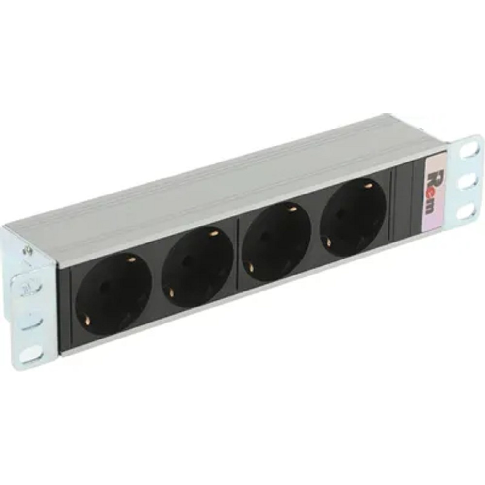 REM Блок розеток Rem-10 без шнура, 4 Schuko, вход IEC 60320 C14, 10A, алюм., 10" (R-10-4S-220-Z)