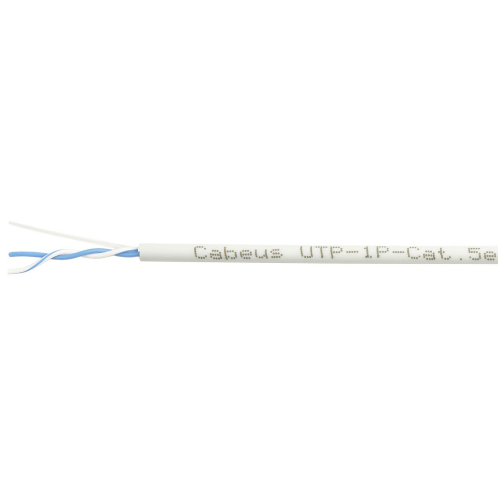 Cabeus UTP-1P-Cat.5e-SOLID-100 Кабель витая пара (UTP), категория 5e, 1 пара (24 AWG), одножильный (solid), PVC нг(А)-LS, серый (100 м)