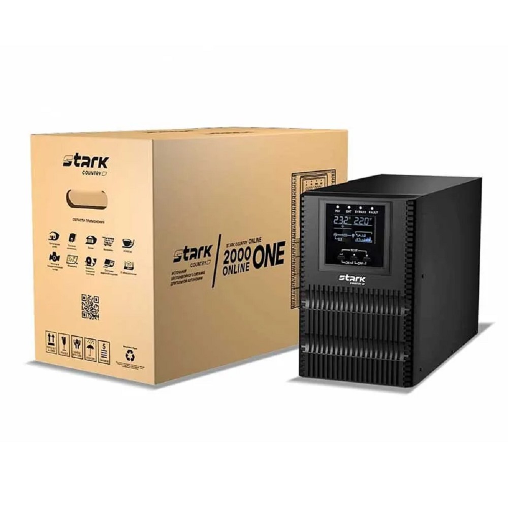 ИБП STARK SC 2000 ONLINE ONE 2000ВА/2000Вт БЕЗ АКБ {Online, На пол, 110-300В, 3х ЕВРО, Smart-slot, USB/RS232/EPO, БЕЗ АКБ - внеш 6x 4,5-240Ач}{00-00017190}