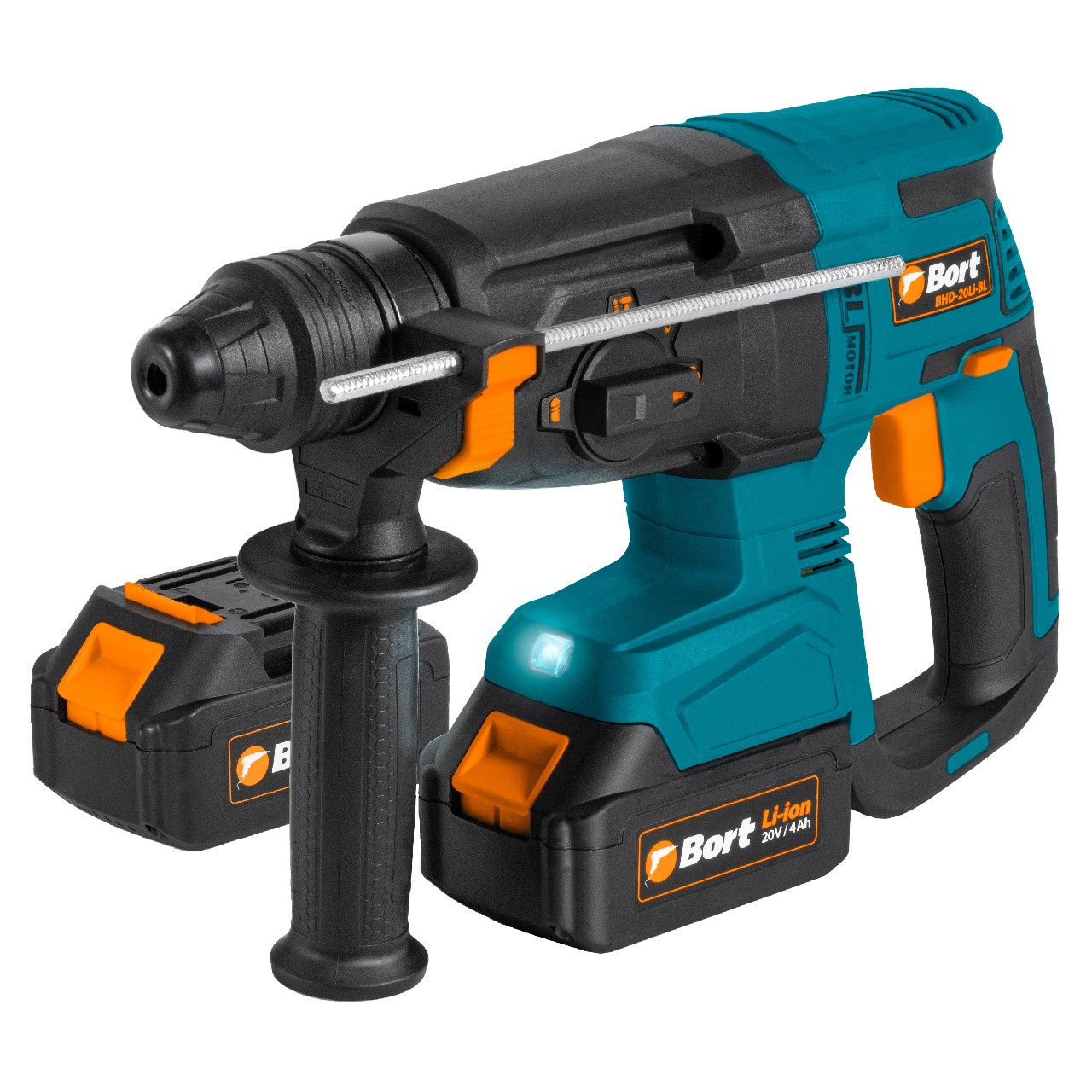 Bort Перфоратор аккумуляторный BHD-20LI-BL (2X4,0А.Ч) {Батарея 20 В; аккум. система Makita 18V LXT, Частота 5300 уд/мин; Вес изделия 3,4 кг; гарантия 2 г} [93412697]