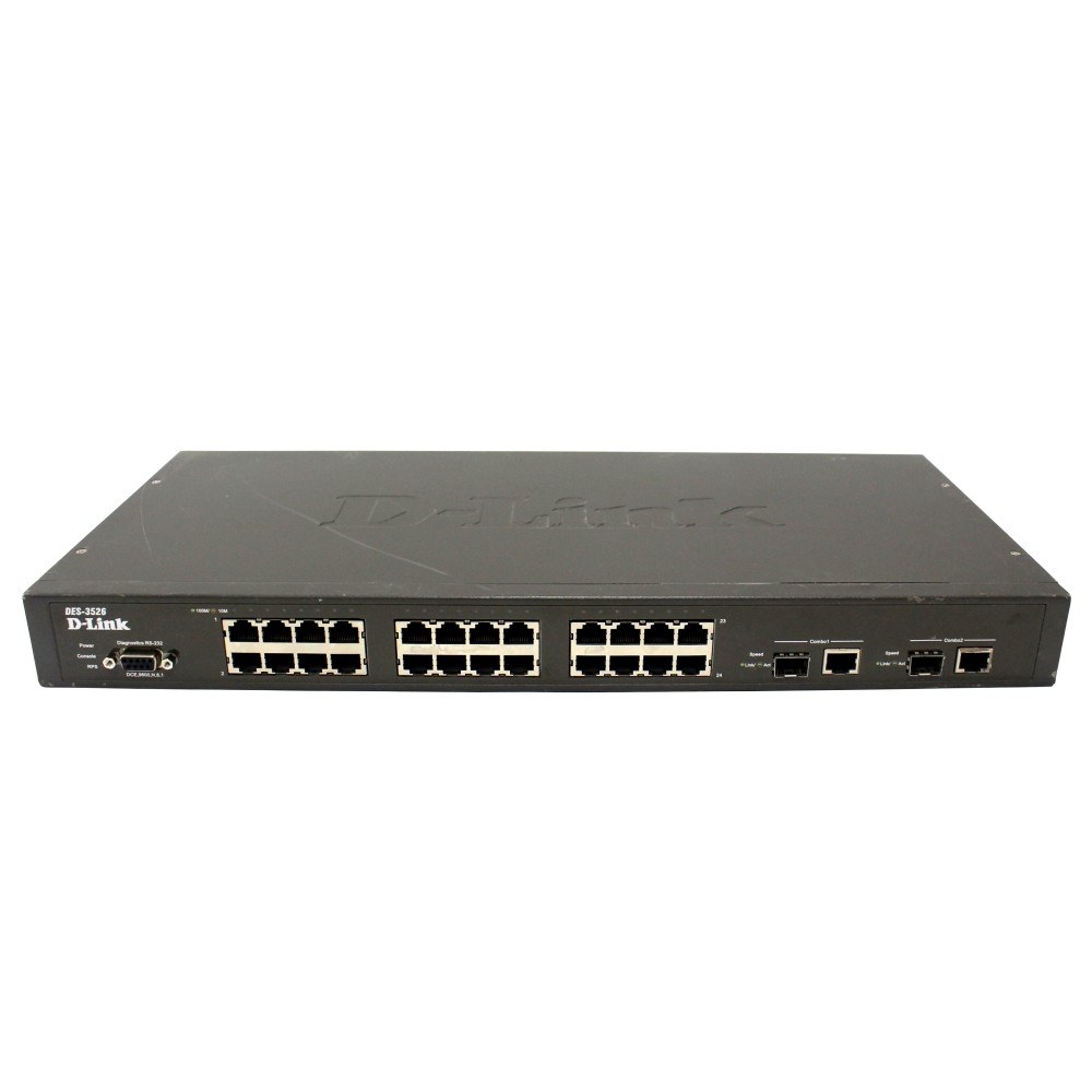 D-Link DES-3526_RFB/A33 Восстановленный в производственных условиях управляемый коммутатор 2 уровня с 24 портами 10/100Base-TX, 2 комбо-портами 1000Base-T/SFP (H/W А3).