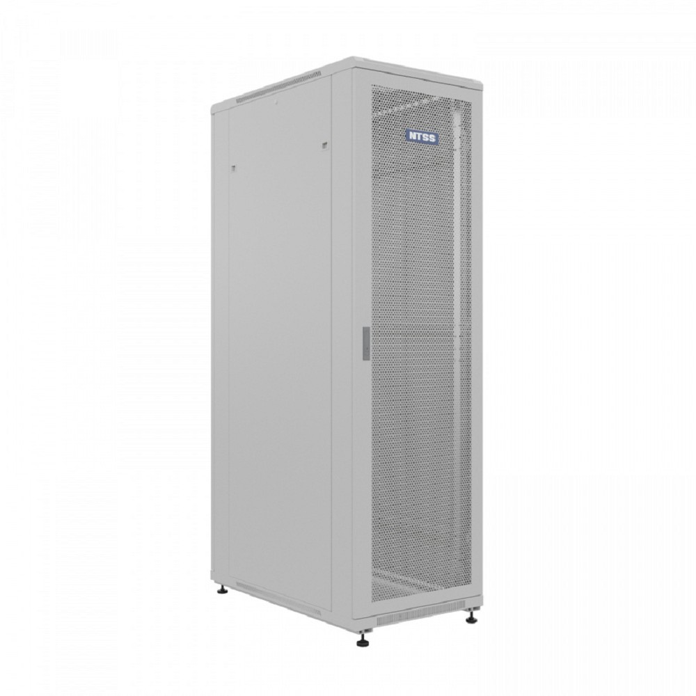 NTSS Шкаф напольный универсальный серверный NTSS R 47U 600х1000мм, 4 профиля 19, двери перфорированная и перфорированная, боковые стенки съемные, регулируемые опоры, разобранный, серый RAL 7035 NTSS-R