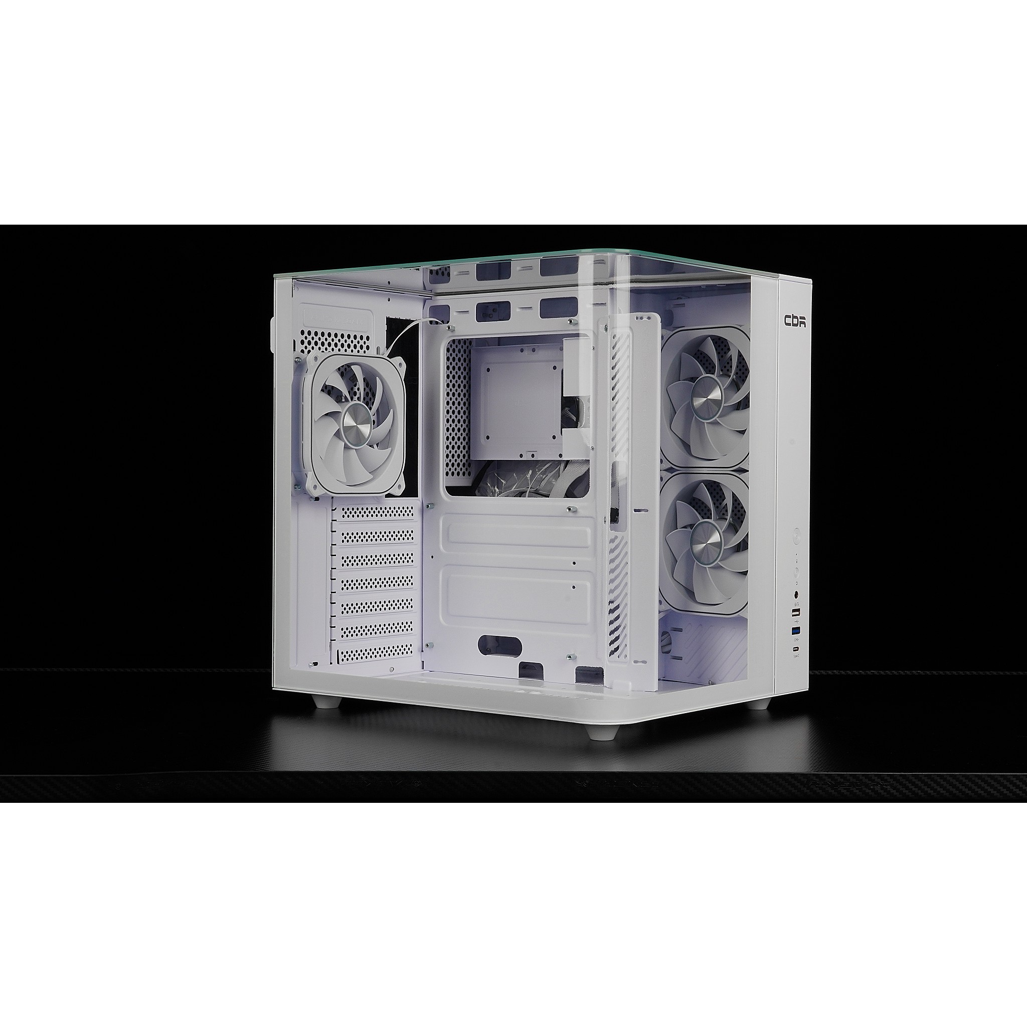 CBR Корпус ATX Cube X860WT, без БП, 1*USB Type-C, 1*USB 3.0, 1*USB 2.0, HD Audio+Mic, 3*fans, White [PCC-ATX-X860WT-WPSU]