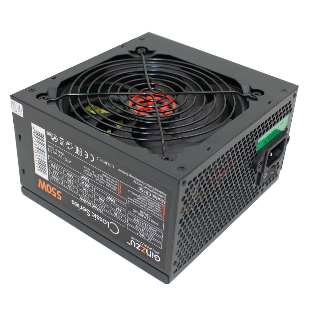 Ginzzu CB550 12CM black,24+4p,PCI-E(6+2), 4*SATA,3*IDE,оплетка MB, кабель питания