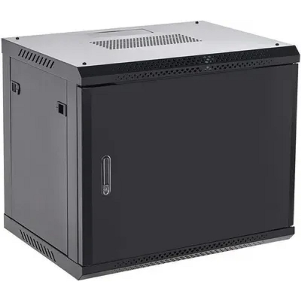 Rexant (04-0966-122) Настенный телекоммуникационный шкаф 19" 9U 600?600мм, дверь металл, с задней стенкой, разборный, черный (RAL 9005)