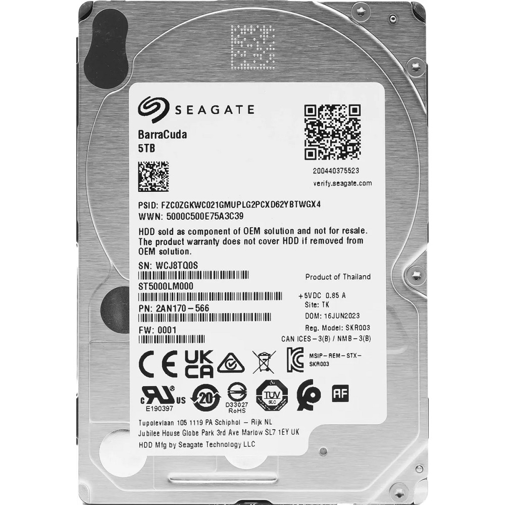 5TB Seagate Mobile Barracuda Guardian (ST5000LM000) {SATA 6.0Gb/s, 5400 rpm, 128mb buffer}